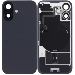 Iphone 16 ile Uyumlu Arka Cam Çelik Plakalı Kablosuz NFC Şarj MagSafe Mıknatıs ve El Feneri Esnek ile Uyumlu Full  Siyah - Görsel 2