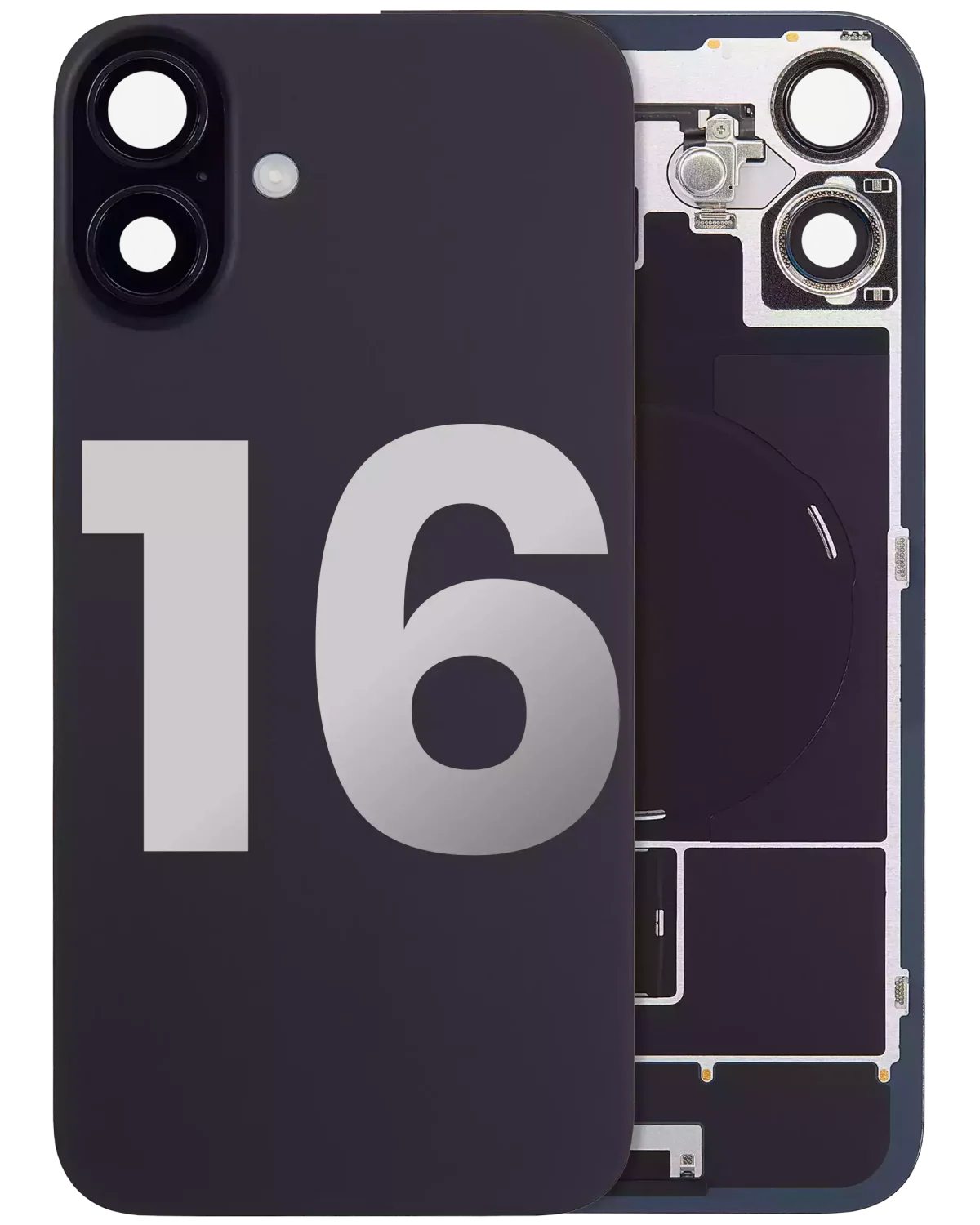 Iphone 16 ile Uyumlu Arka Cam Çelik Plakalı Kablosuz NFC Şarj MagSafe Mıknatıs ve El Feneri Esnek ile Uyumlu Full Siyah