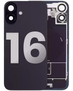 Iphone 16 ile Uyumlu Arka Cam Çelik Plakalı Kablosuz NFC Şarj MagSafe Mıknatıs ve El Feneri Esnek ile Uyumlu Full Siyah