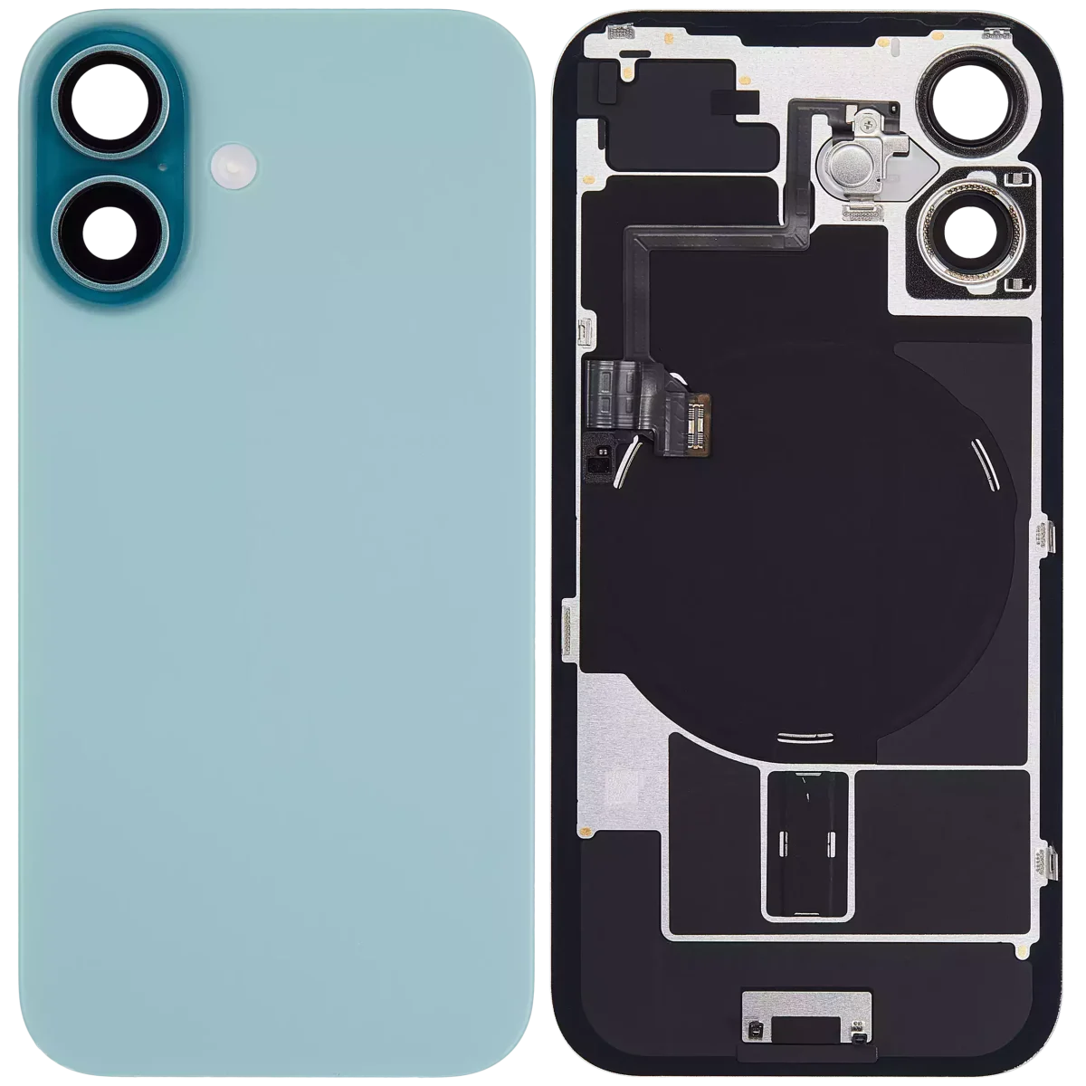 Iphone 16 ile Uyumlu Arka Cam Çelik Plakalı Kablosuz NFC Şarj MagSafe Mıknatıs ve El Feneri Esnek ile Uyumlu Full Teal - Görsel 2