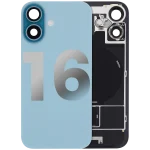 Iphone 16 ile Uyumlu Arka Cam Çelik Plakalı Kablosuz NFC Şarj MagSafe Mıknatıs ve El Feneri Esnek ile Uyumlu Full  Teal