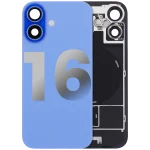 Iphone 16 ile Uyumlu Arka Cam Çelik Plakalı Kablosuz NFC Şarj MagSafe Mıknatıs ve El Feneri Esnek ile Uyumlu Full  Ultramarine