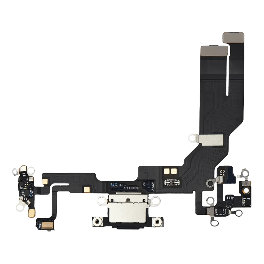 Iphone 16e ile Uyumlu Şarj Portu Girişli Mifrofon Filmi Şarj Filmi (Orijinal Servis Ürün) Siyah