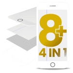 Iphone 8 Plus ile Uyumlu 4'ü 1 arada Ön Cam + Polarize Edici + Çerçeve + OCA Önceden Takılı 2 Paket Beyaz ile Uyumlu