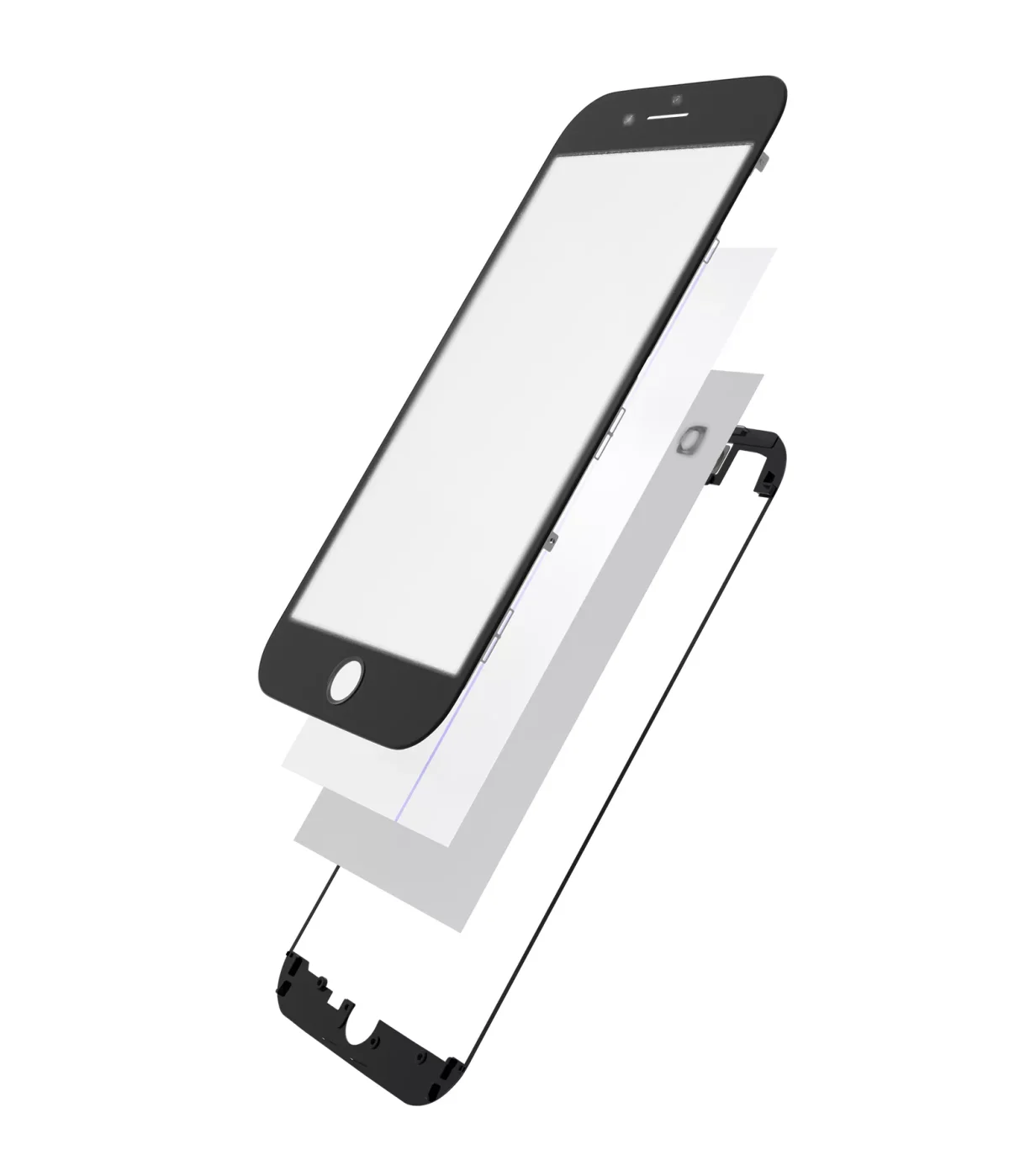 Iphone 8 Plus ile Uyumlu Çerçeveli Cam / OCA / Polarize Edici Önceden Takılı Siyah ile Uyumlu - Görsel 2