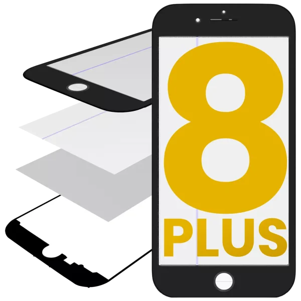 Iphone 8 Plus ile Uyumlu Çerçeveli Cam / OCA / Polarize Edici Önceden Takılı Siyah ile Uyumlu