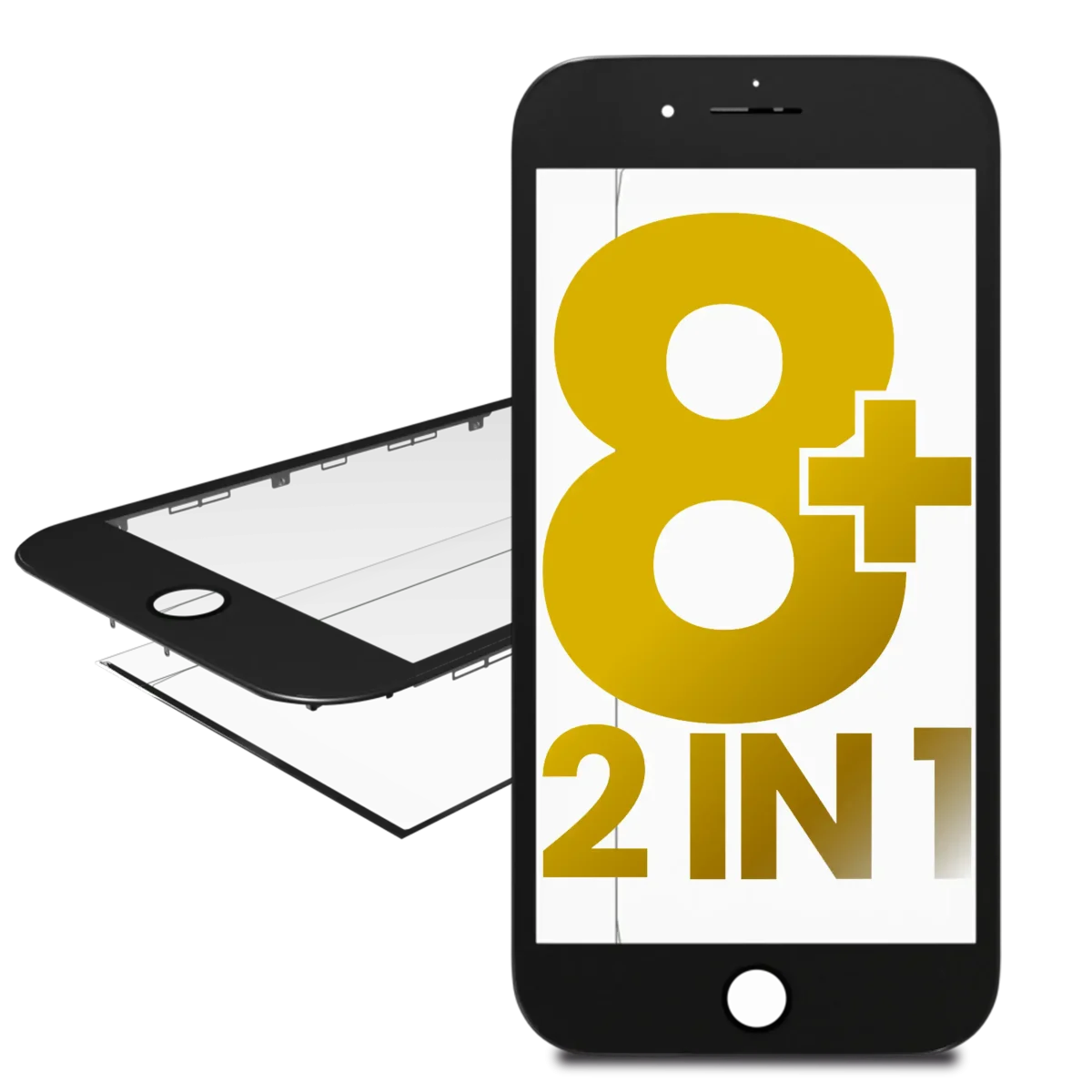 Iphone 8 Plus ile Uyumlu Çerçeveli Cam Önceden Takılmış Siyah Premium / 2'si 1 arada 2 Paket ile Uyumlu - Görsel 2