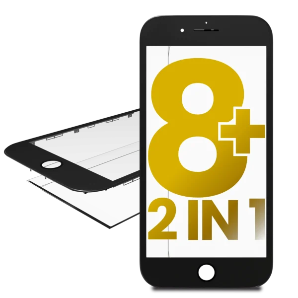 Iphone 8 Plus ile Uyumlu Çerçeveli Cam Önceden Takılmış Siyah Premium / 2'si 1 arada 2 Paket ile Uyumlu
