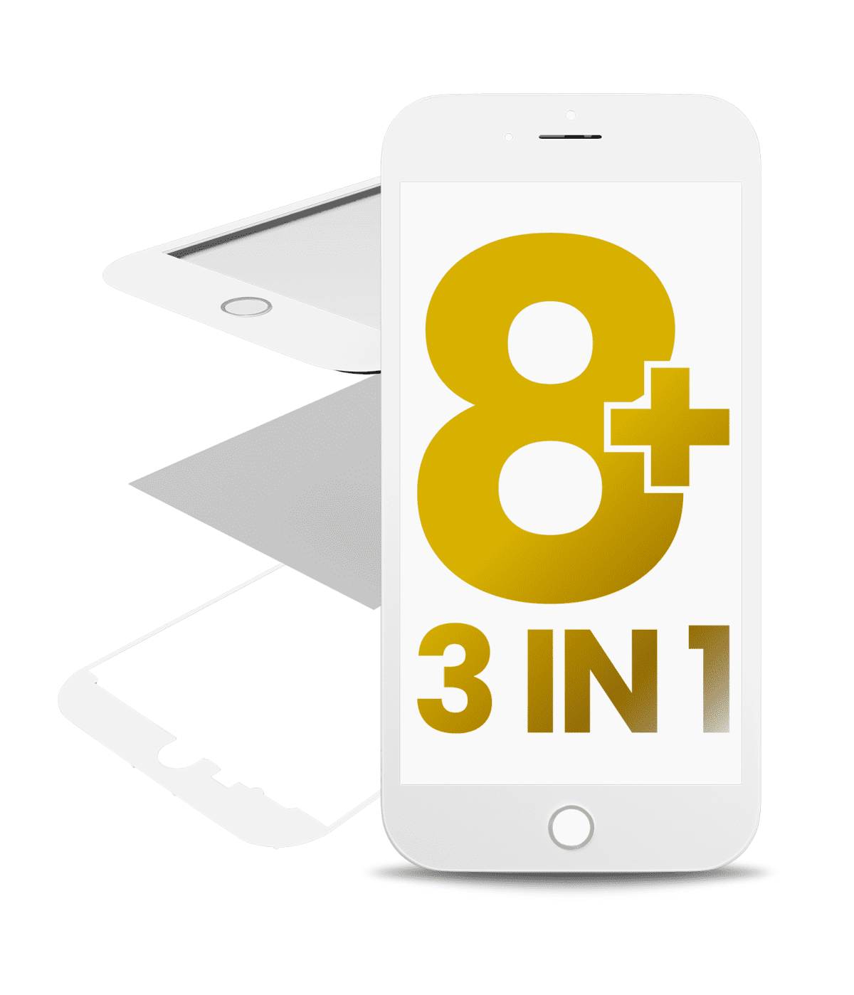 Iphone 8 Plus ile Uyumlu Çerçeveli Cam ve OCA Önceden Takılmış Beyaz Premium / 3'ü 1 arada 2 Paket ile Uyumlu - Görsel 2