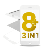 Iphone 8 Plus ile Uyumlu Çerçeveli Cam ve OCA Önceden Takılmış Beyaz Premium / 3'ü 1 arada 2 Paket ile Uyumlu