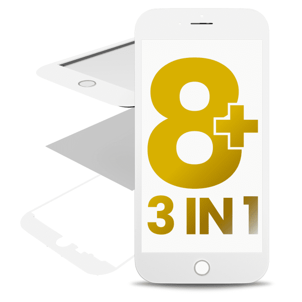Iphone 8 Plus ile Uyumlu Çerçeveli Cam ve OCA Önceden Takılmış Beyaz Premium / 3'ü 1 arada 2 Paket ile Uyumlu