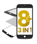 Iphone 8 Plus ile Uyumlu Çerçeveli Cam ve OCA Önceden Takılmış Siyah Premium / 3'ü 1 arada 2 Paket ile Uyumlu
