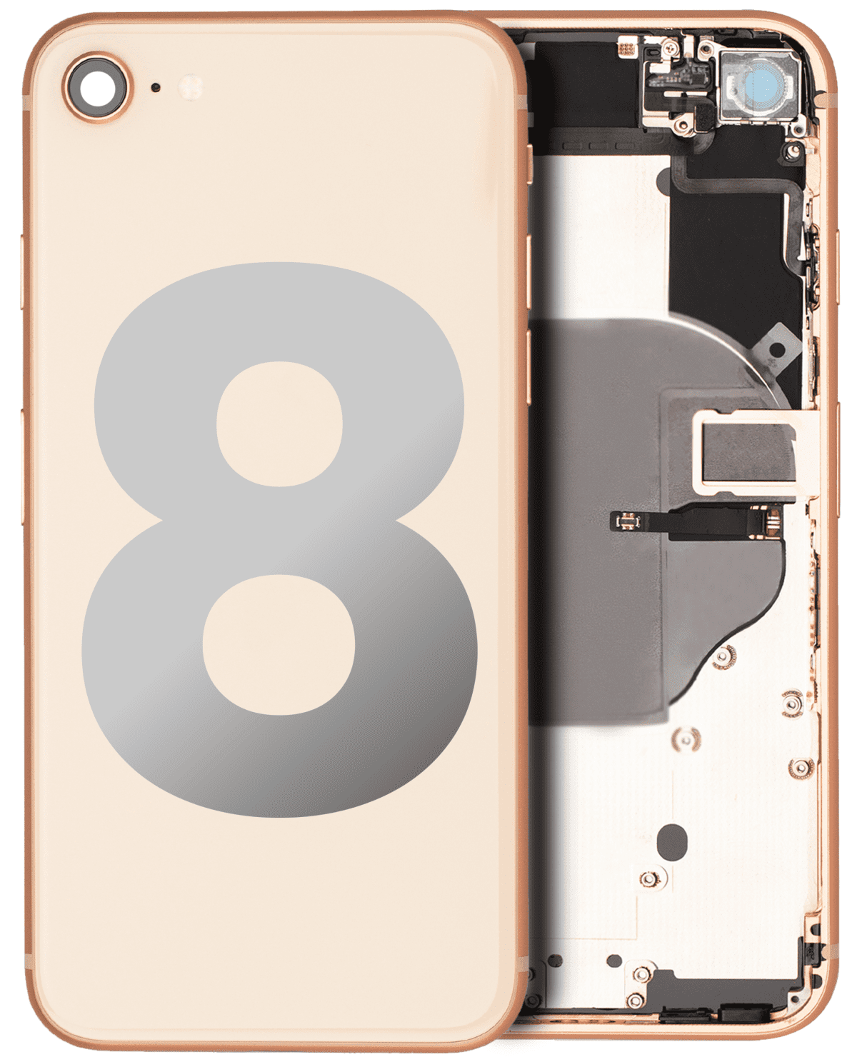 Iphone 8 ile Uyumlu Kasa Bileşenler Önceden Takılmış ile Uyumlu Kasa  Gold