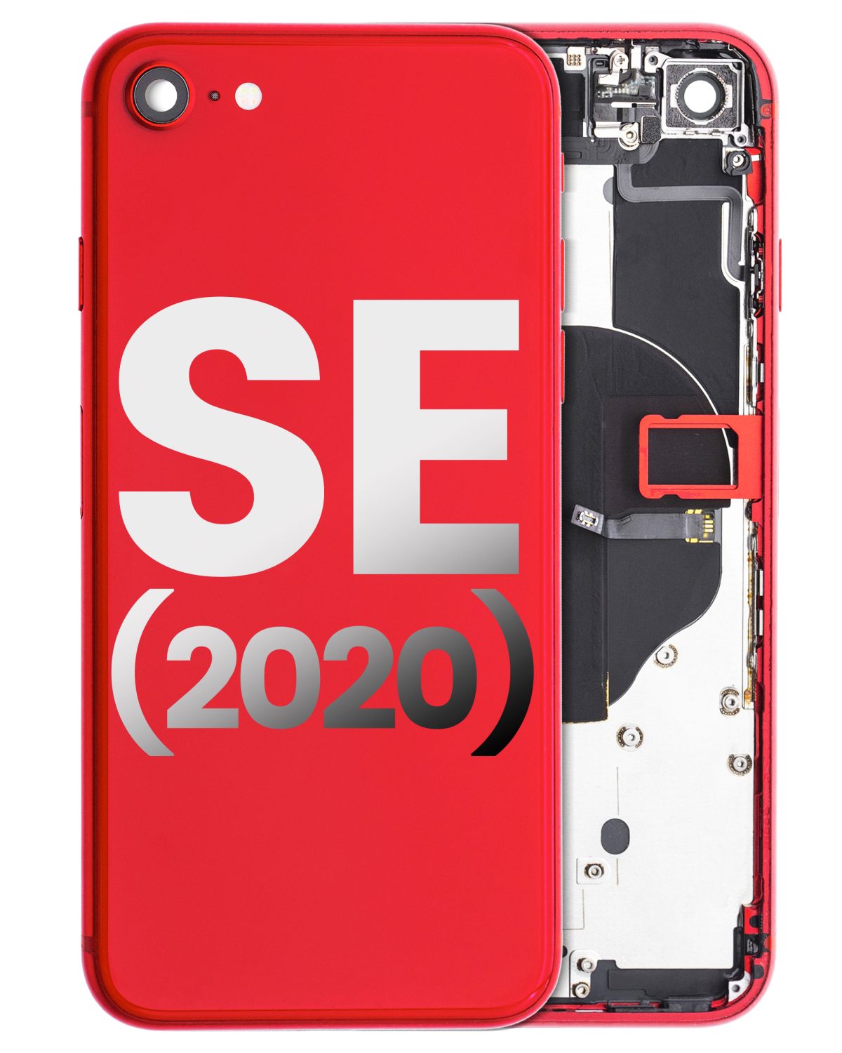Iphone Se (2020) ile Uyumlu Arka Muhafaza Küçük Bileşenlerle Önceden Takılmış iphone SE 2020 ile Uyumlu Kullanılmış  Çekme: Sınıf C Kırmızı