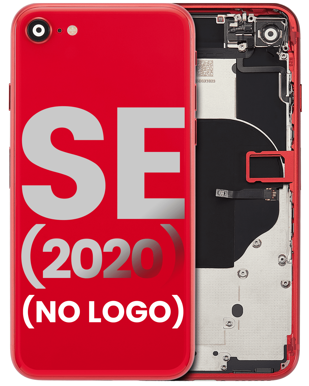 Iphone Se (2020) ile Uyumlu Küçük Bileşenler Önceden Takılmış Arka Muhafaza iphone SE 2020 Logo Yok Plus Kırmızı ile Uyumlu