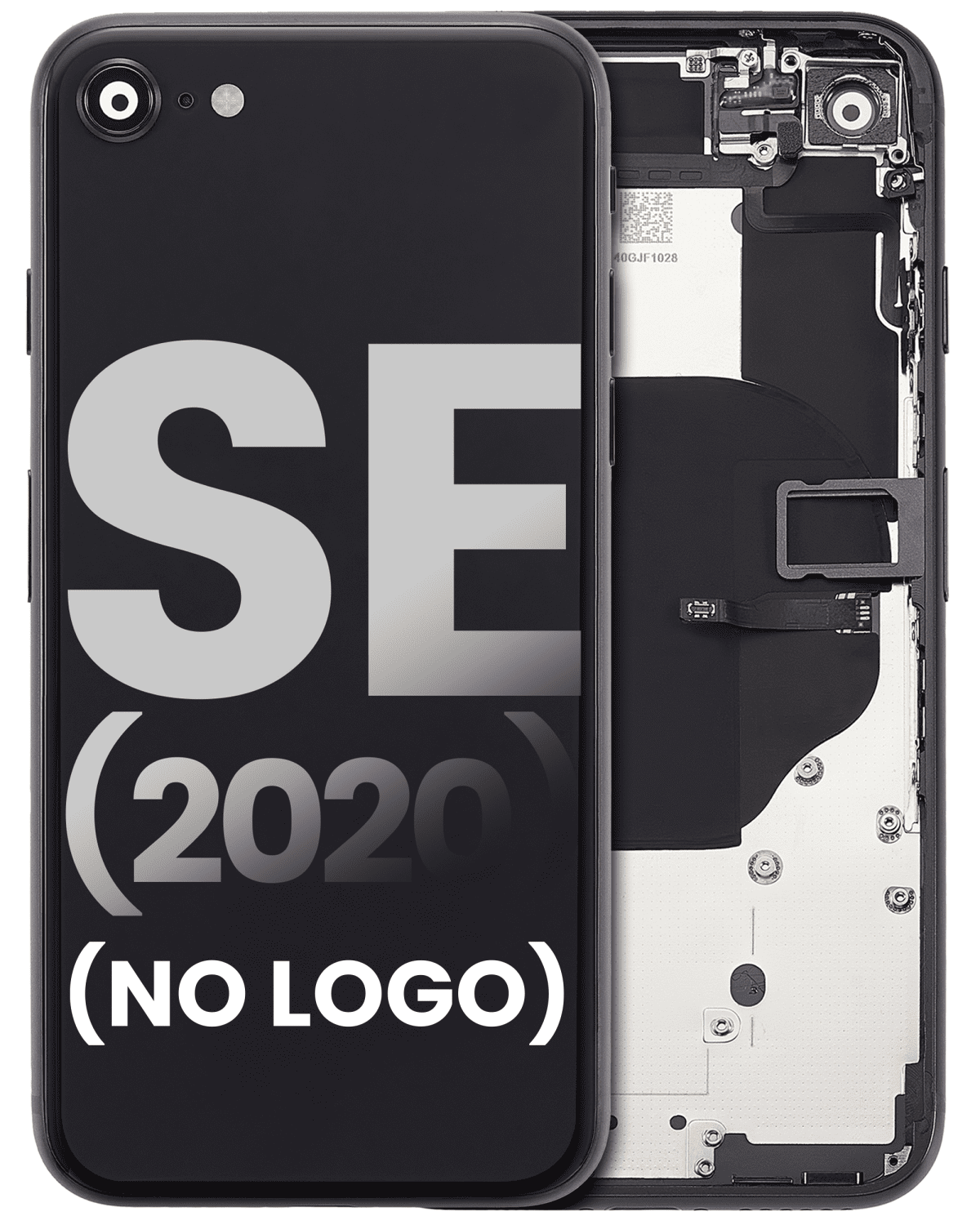 Iphone Se (2020) ile Uyumlu Küçük Bileşenler Önceden Takılmış Arka Muhafaza iphone SE 2020 Logo Yok Plus Siyah ile Uyumlu