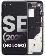 Iphone Se (2020) ile Uyumlu Küçük Bileşenler Önceden Takılmış Arka Muhafaza iphone SE 2020 Logo Yok Plus Siyah ile Uyumlu