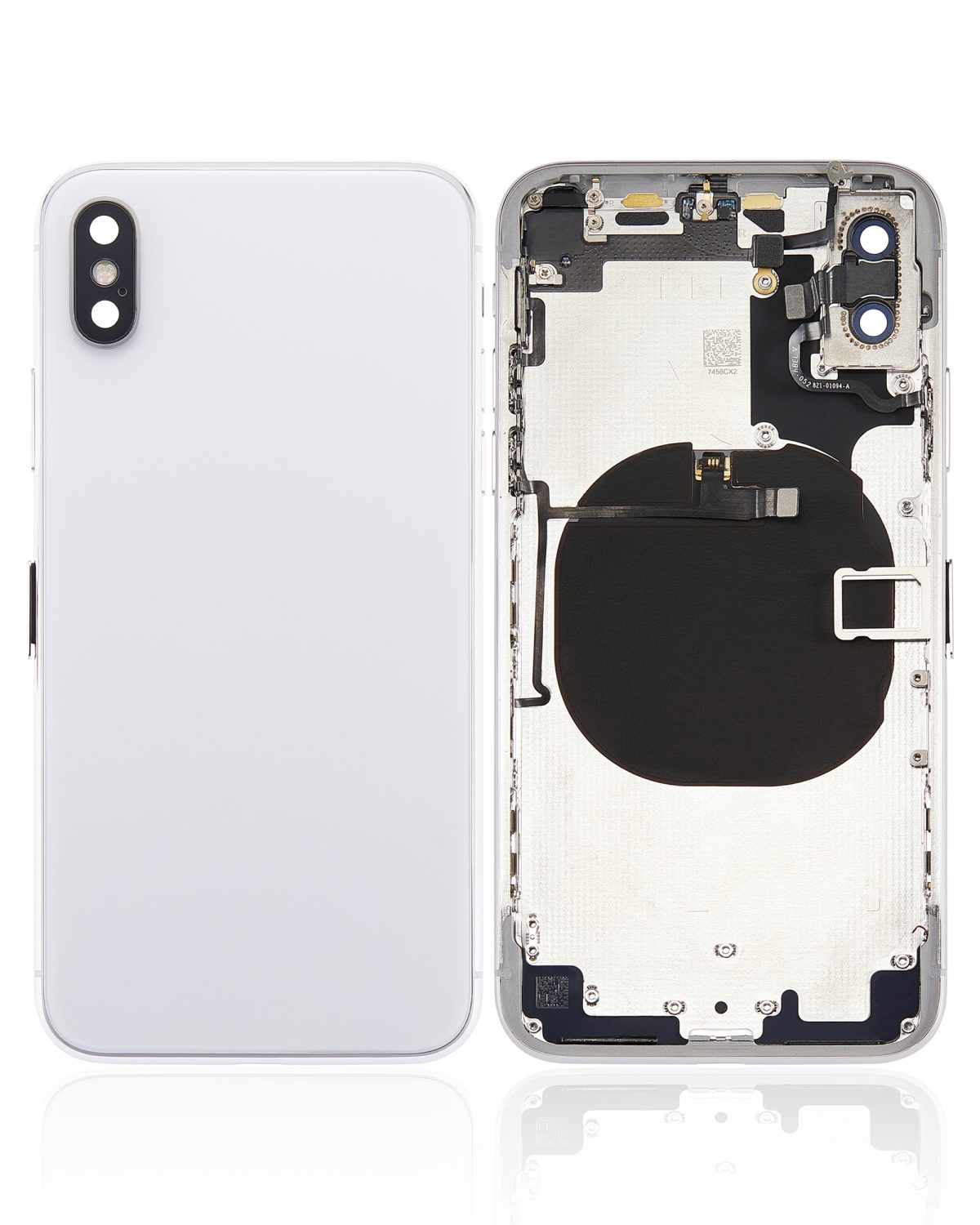 Iphone X ile Uyumlu Küçük Bileşenler Önceden Takılmış Arka Muhafaza ile Uyumlu Logo Yok Plus Gümüş - Görsel 2