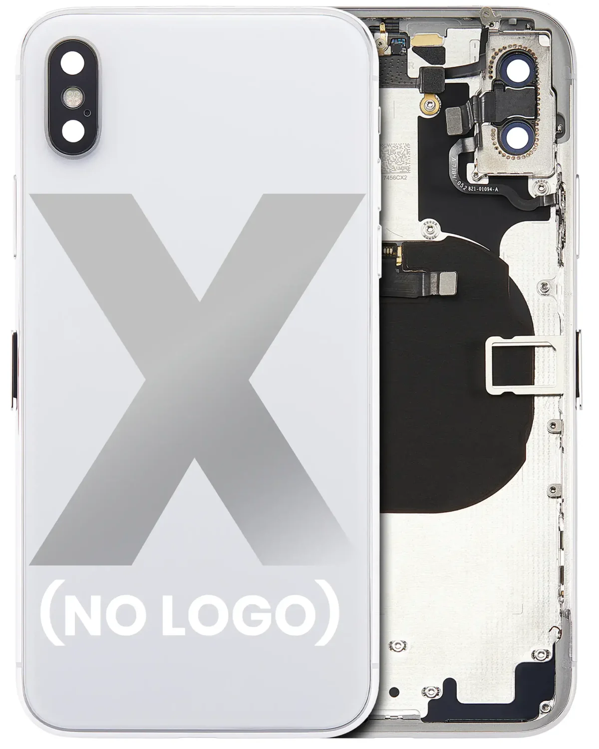 Iphone X ile Uyumlu Küçük Bileşenler Önceden Takılmış Arka Muhafaza ile Uyumlu Logo Yok Plus Gümüş