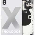 Iphone X ile Uyumlu Küçük Bileşenler Önceden Takılmış Arka Muhafaza ile Uyumlu Logo Yok Plus Gümüş