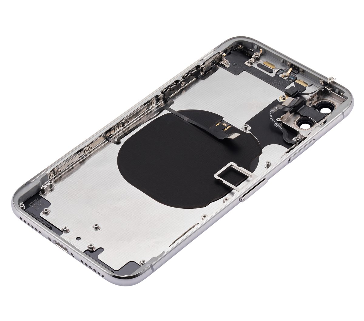 Iphone X ile Uyumlu Küçük Bileşenler Önceden Takılmış Arka Muhafaza ile Uyumlu Logo Yok Plus Gümüş - Görsel 5