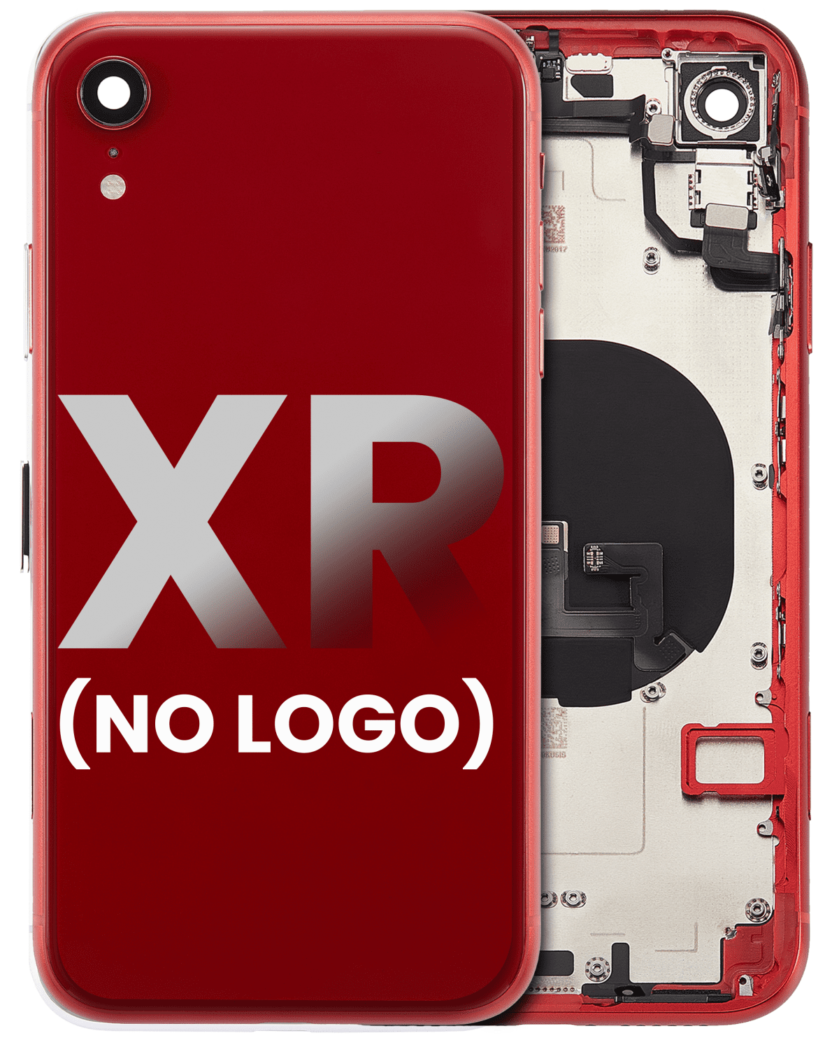 Iphone Xr ile Uyumlu Küçük Bileşenler Önceden Takılmış Arka Muhafaza Logo Yok Plus Kırmızı ile Uyumlu