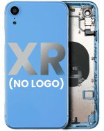 Iphone Xr ile Uyumlu Küçük Bileşenler Önceden Takılmış Arka Muhafaza Logo Yok Plus Mavi ile Uyumlu