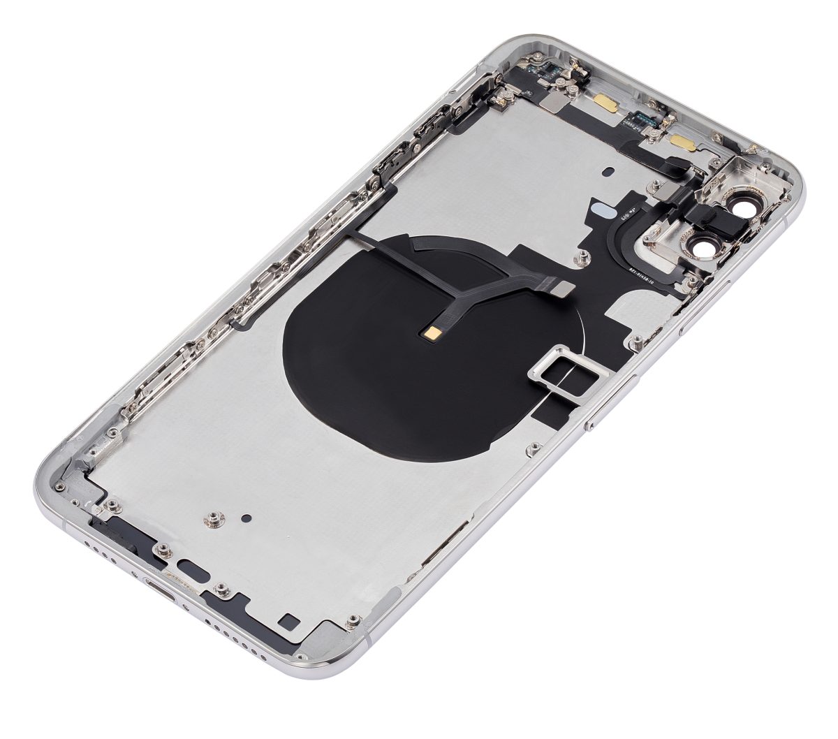 Iphone Xs Max ile Uyumlu Küçük Bileşenler Önceden Takılmış Arka Muhafaza ile Uyumlu Logo Yok Plus Gümüş - Görsel 4