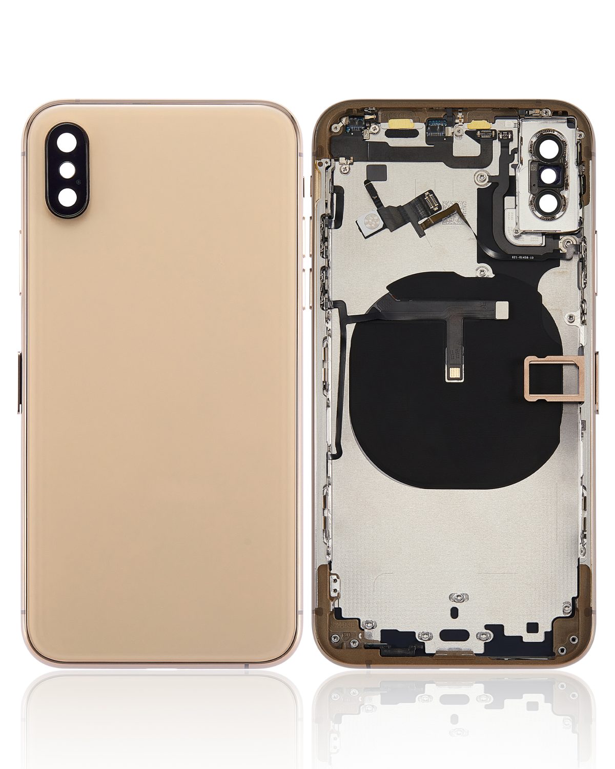 Iphone Xs ile Uyumlu Küçük Bileşenler Önceden Takılmış Arka Muhafaza ile Uyumlu Logo Yok Plus Gold - Görsel 2