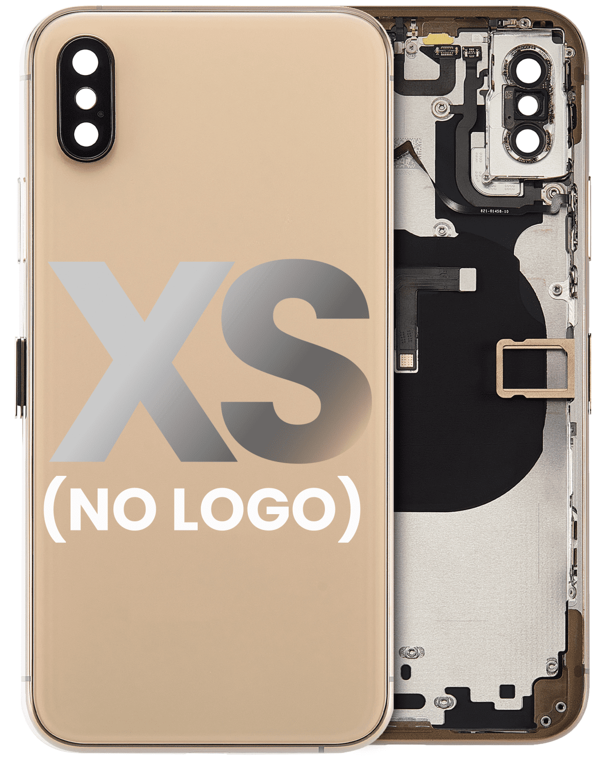 Iphone Xs ile Uyumlu Küçük Bileşenler Önceden Takılmış Arka Muhafaza ile Uyumlu Logo Yok Plus Gold