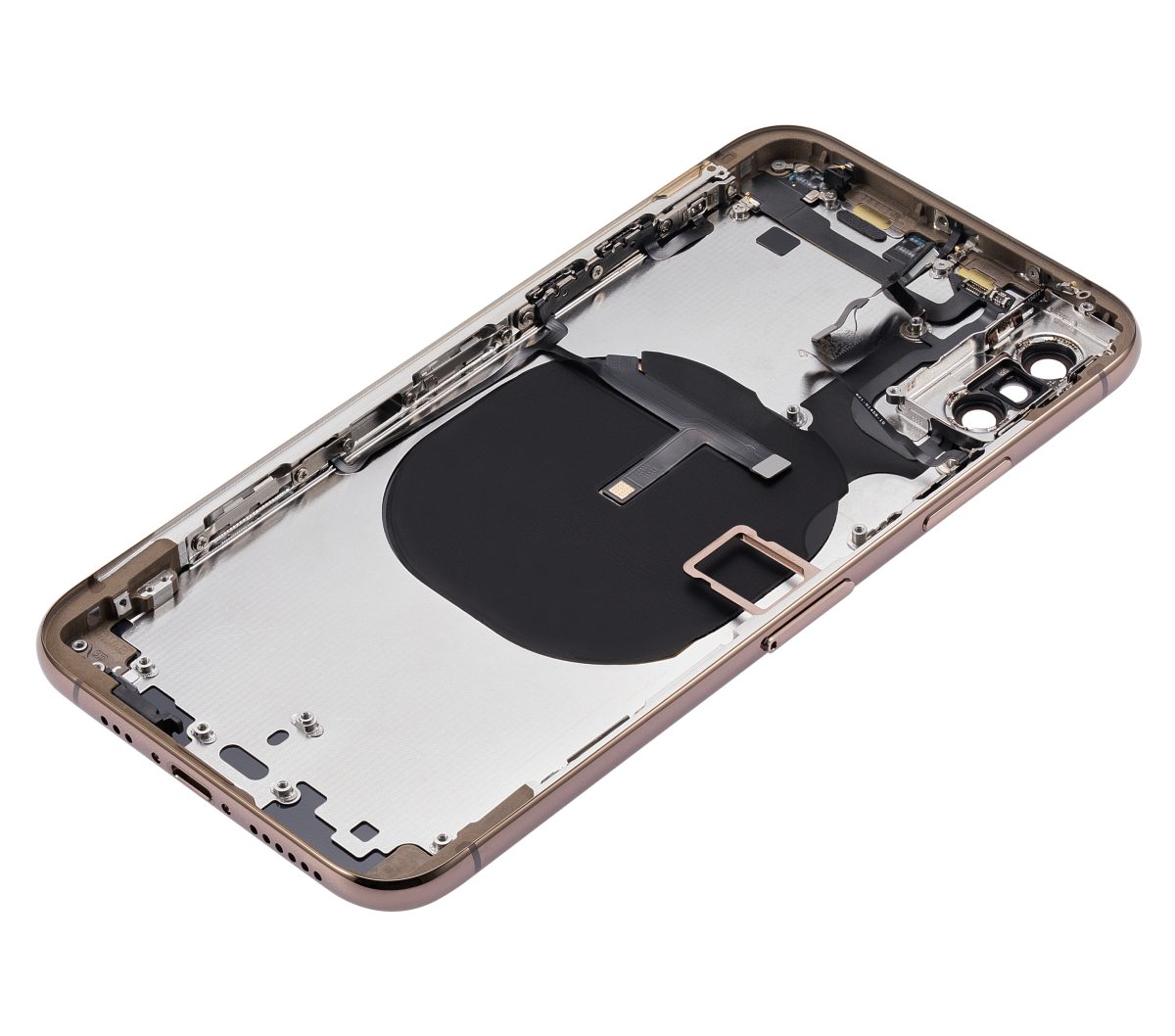 Iphone Xs ile Uyumlu Küçük Bileşenler Önceden Takılmış Arka Muhafaza ile Uyumlu Logo Yok Plus Gold - Görsel 5