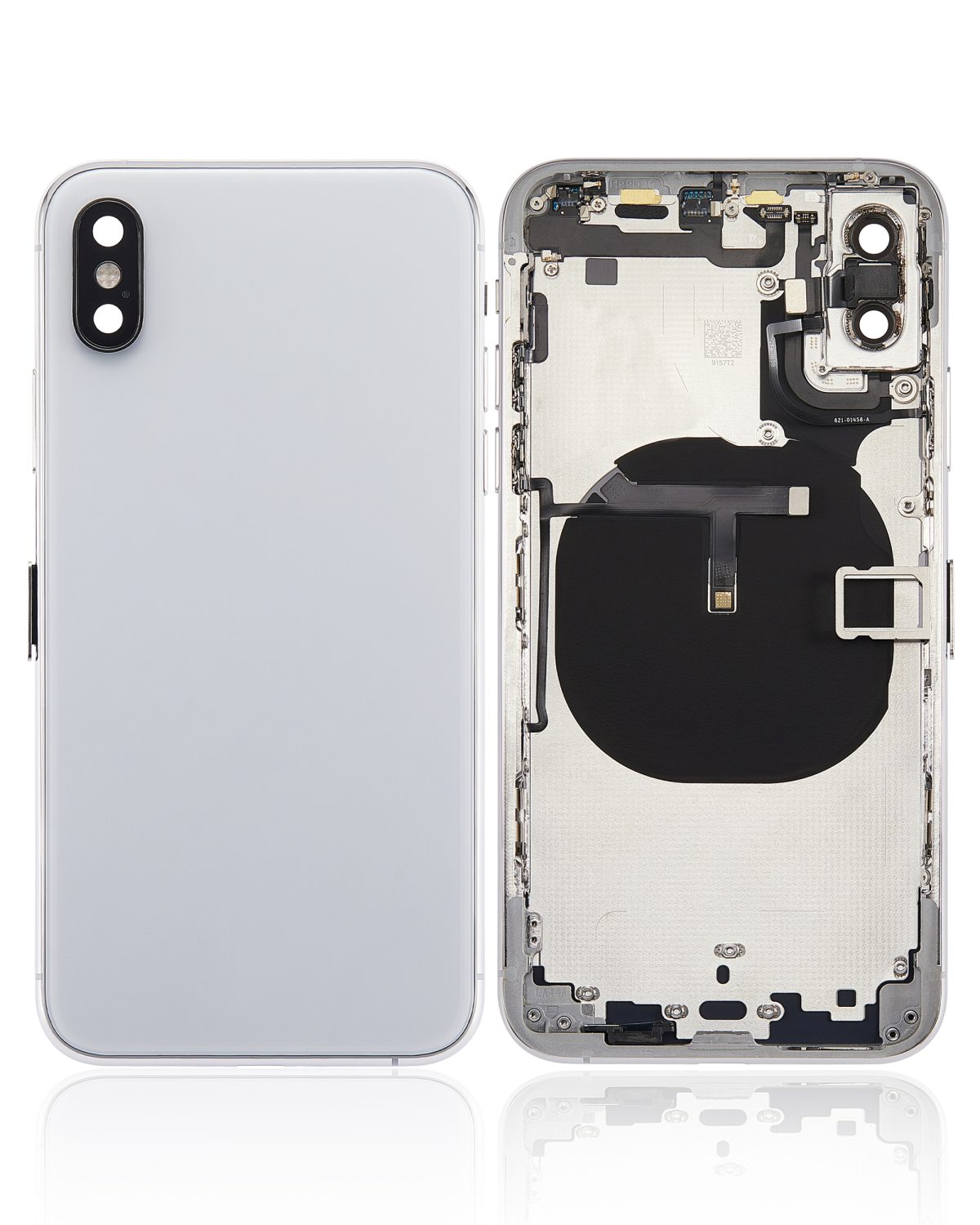 Iphone Xs ile Uyumlu Küçük Bileşenler Önceden Takılmış Arka Muhafaza ile Uyumlu Logo Yok Plus Gümüş - Görsel 2