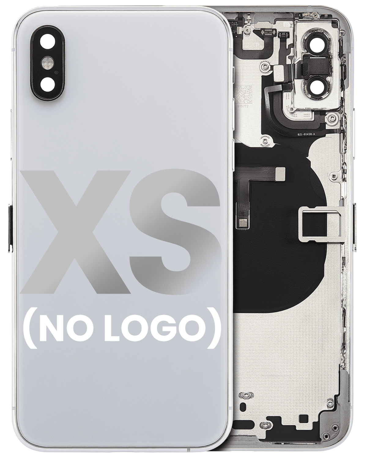 Iphone Xs ile Uyumlu Küçük Bileşenler Önceden Takılmış Arka Muhafaza ile Uyumlu Logo Yok Plus Gümüş