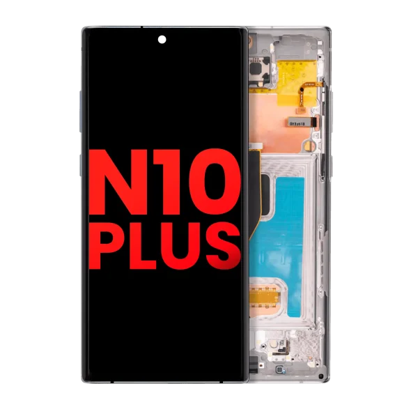 SSamsung Galaxy Note 10 Plus 5G İçin Çerçeveli ekran oled Ekranı (Aftermarket Plus) (Aura Glow / Silver)