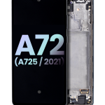 Samsung A72 (A725 / 2021) (Servis Paketi) (Harika Siyah) İçin Çerçeveli ekran Orijinal Ekranı