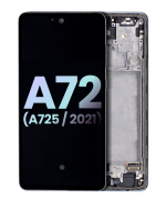 Samsung A72 (A725 / 2021) (Servis Paketi) (Harika Siyah) İçin Çerçeveli ekran Orijinal Ekranı