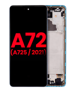 Samsung A72 İle Uyumlu Çerçeveli ekran OLED Ekranı (A725 / 2021) (6.67") (Aftermarket Plus) (Harika Mavi)