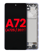 Samsung A72 İle Uyumlu Çerçeveli ekran OLED Ekranı (A725 / 2021) (6.67") (Aftermarket Plus (Harika Menekşe)