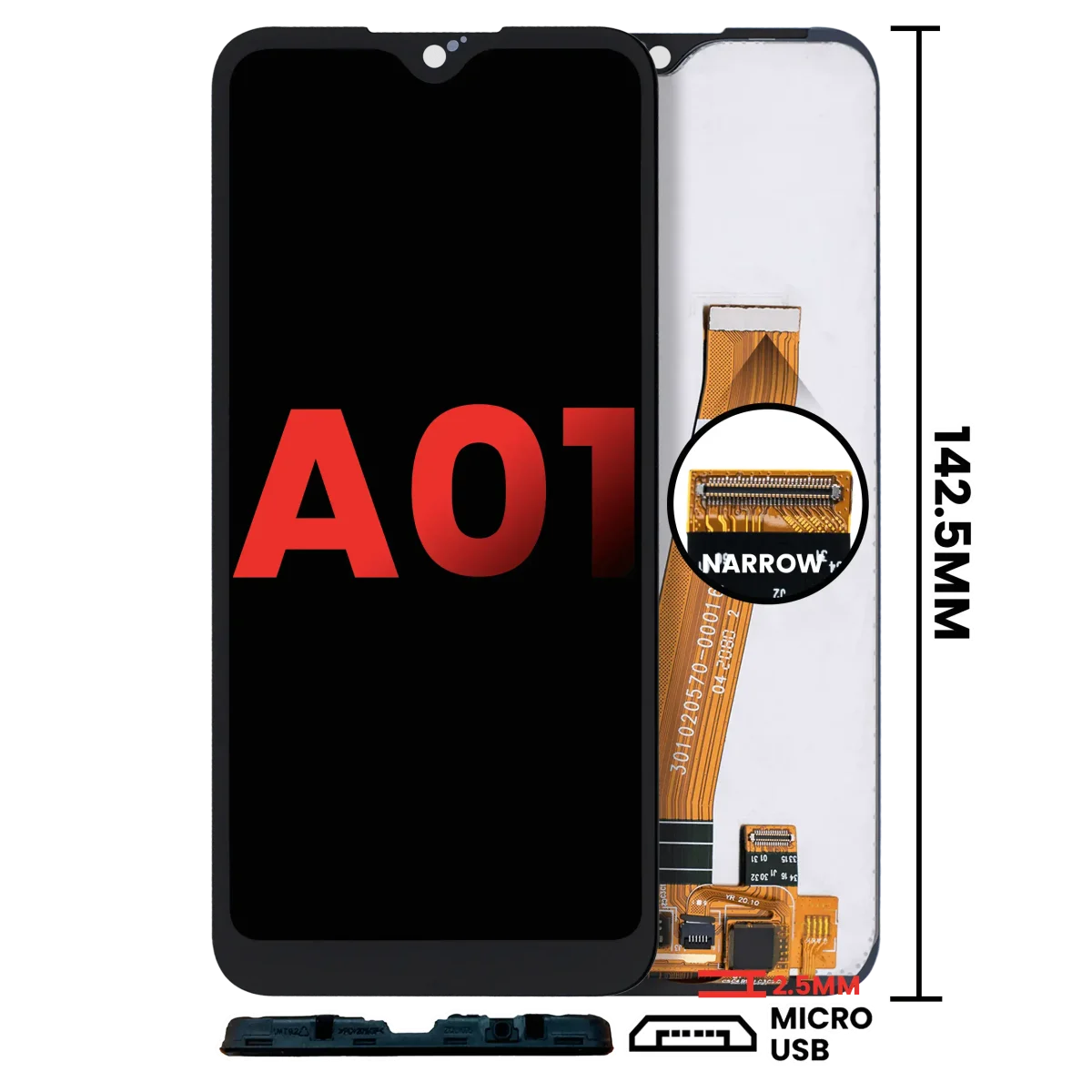 Samsung Galaxy A01 4G İle Uyumlu Çerçevesiz ekran LCD Ekranı (A015 2020) (Küresel Model) (Mikro USB Çerçeve) (Tüm Renkler)