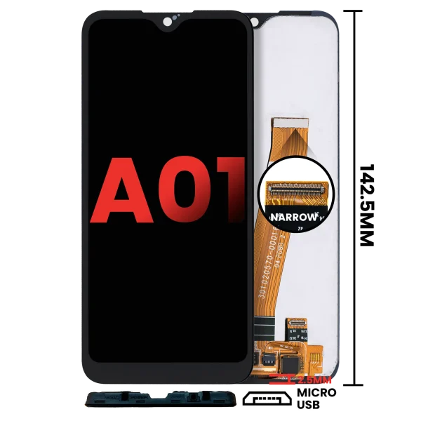 Samsung Galaxy A01 4G İle Uyumlu Çerçevesiz ekran LCD Ekranı (A015 2020) (Küresel Model) (Mikro USB Çerçeve) (Tüm Renkler)