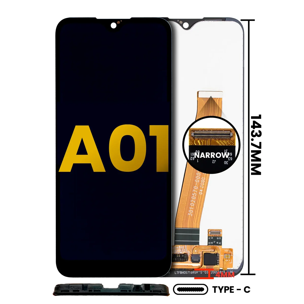 Samsung Galaxy A01 İle Uyumlu Çerçevesiz ekran Orijinal (ABD Modeli) (TYPE-C Çerçeve) Orijinal (Tüm Renkler) - Görsel 3
