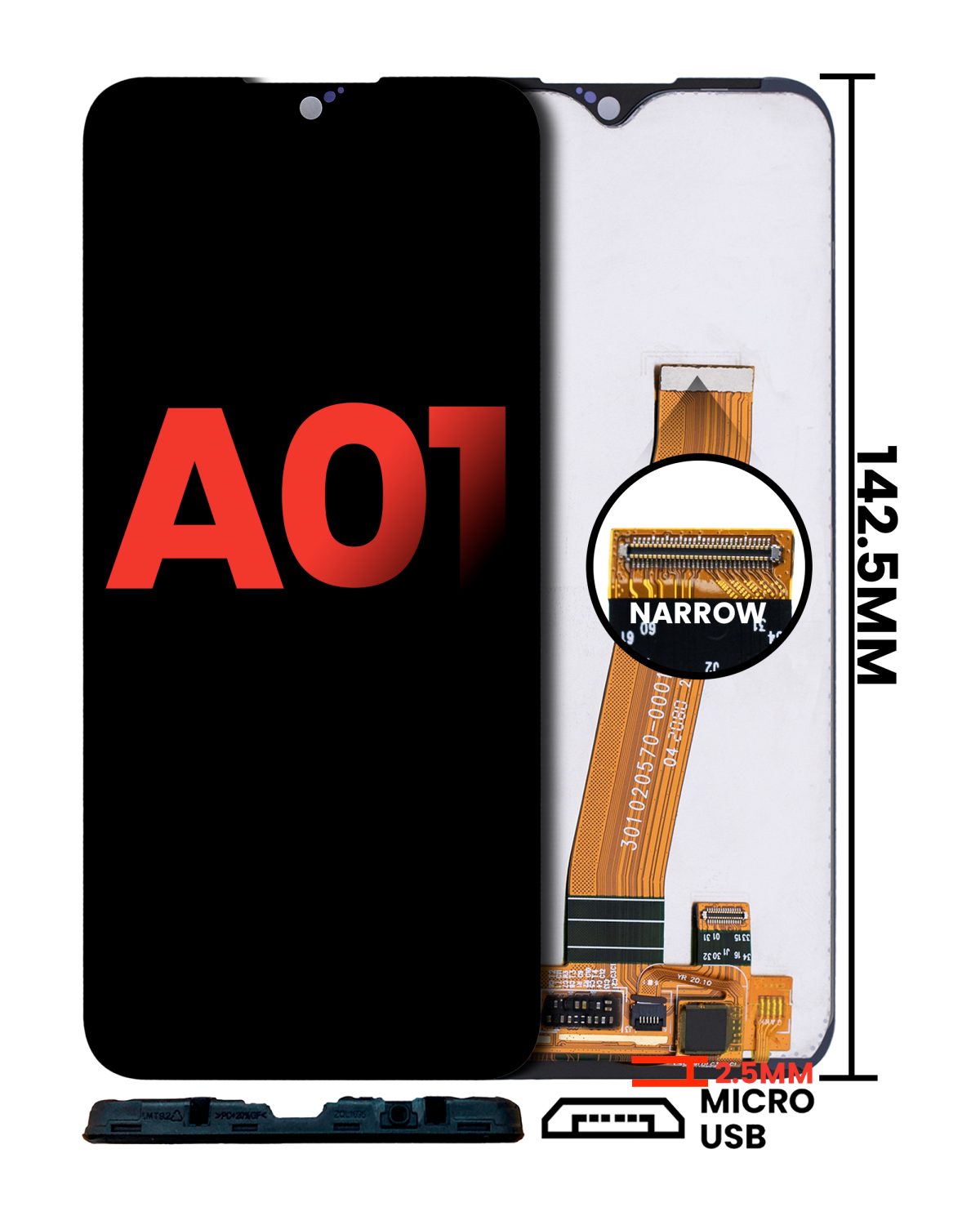 Samsung Galaxy A01 İle Uyumlu Çerçevesiz ekran A Plus Kalite (Global Model) (Mikro USB Çerçeve)  (Tüm Renkler) - Görsel 2