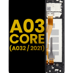 Samsung Galaxy A03 Core İle Uyumlu İçin Çerçeveli ekran (A032 2021) Orijinal (Siyah)  LCD Ekranı Uyumlu