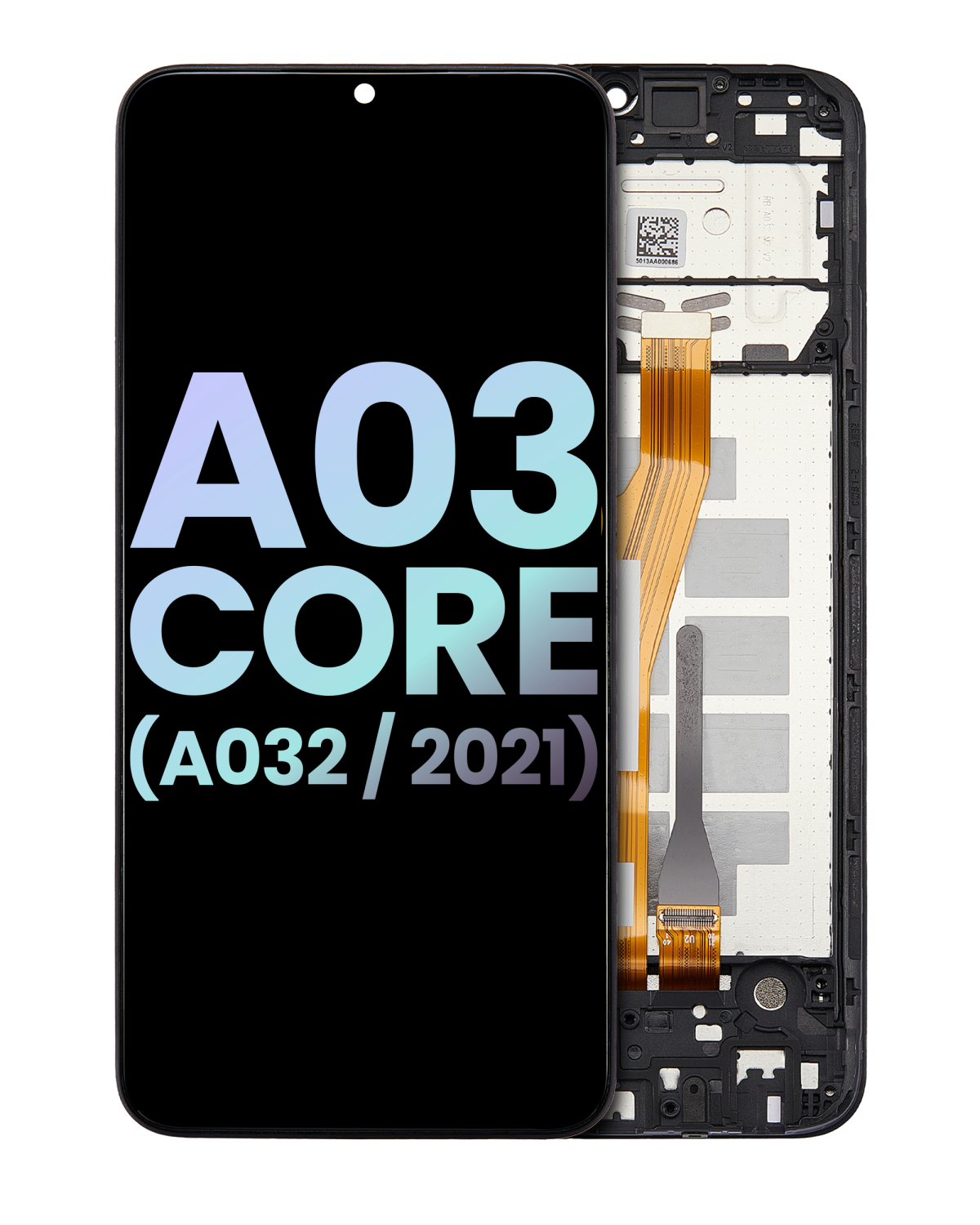 Samsung Galaxy A03 Core İle Uyumlu İçin Çerçeveli ekran (A032 2021) (Service Pack) (Siyah)  LCD Ekranı
