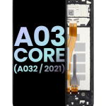 Samsung Galaxy A03 Core İle Uyumlu İçin Çerçeveli ekran (A032 2021) (Service Pack) (Siyah)  LCD Ekranı