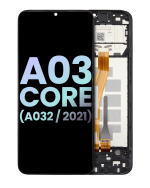 Samsung Galaxy A03 Core İle Uyumlu İçin Çerçeveli ekran (A032 2021) (Service Pack) (Siyah)  LCD Ekranı
