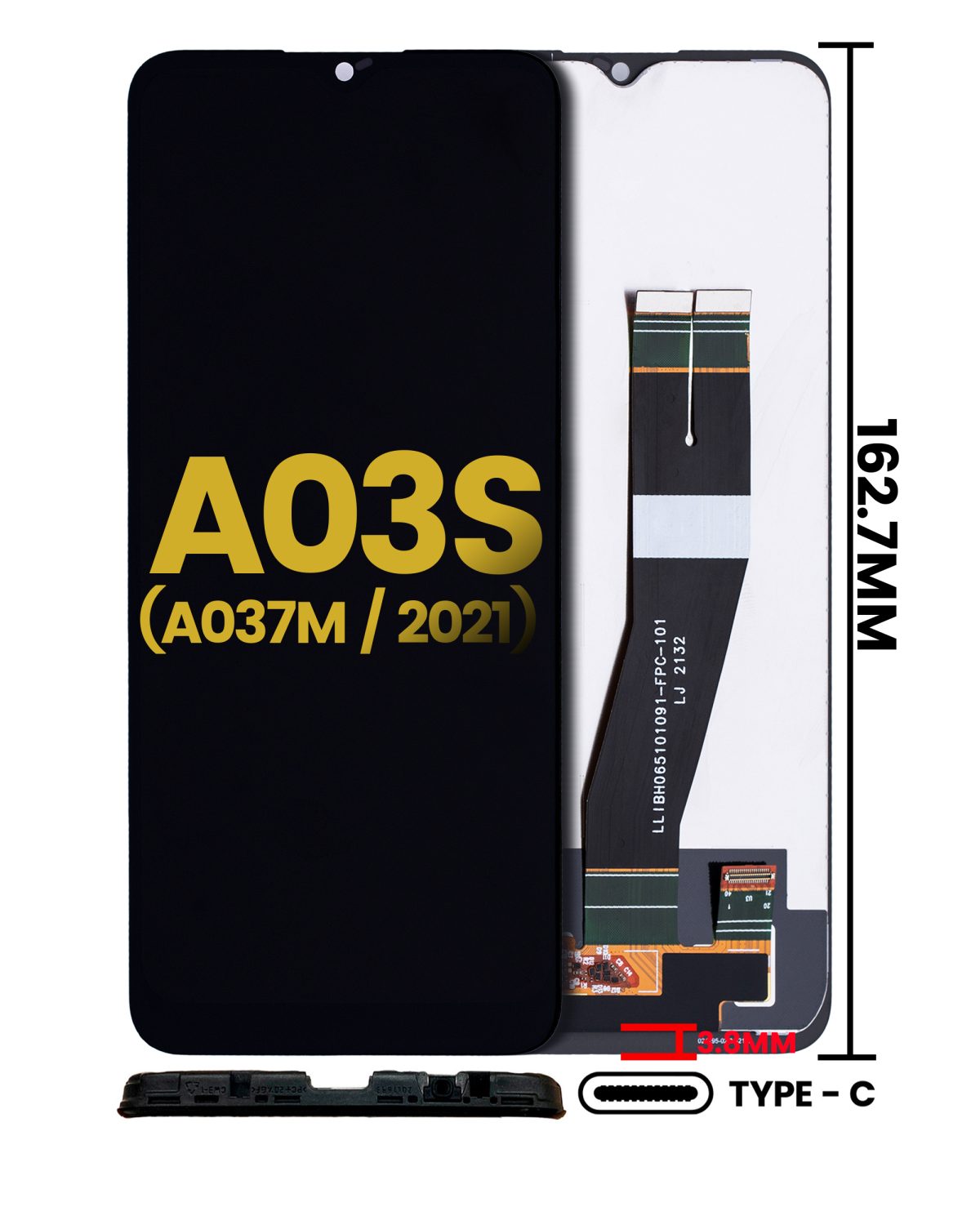 Samsung Galaxy A03 İle Uyumlu Çerçevesiz ekran LCD Ekranı s (A037F A037G 2021) (Tek Sim) (C Tipi Çerçeve) Orijinal (Tüm Renkler)