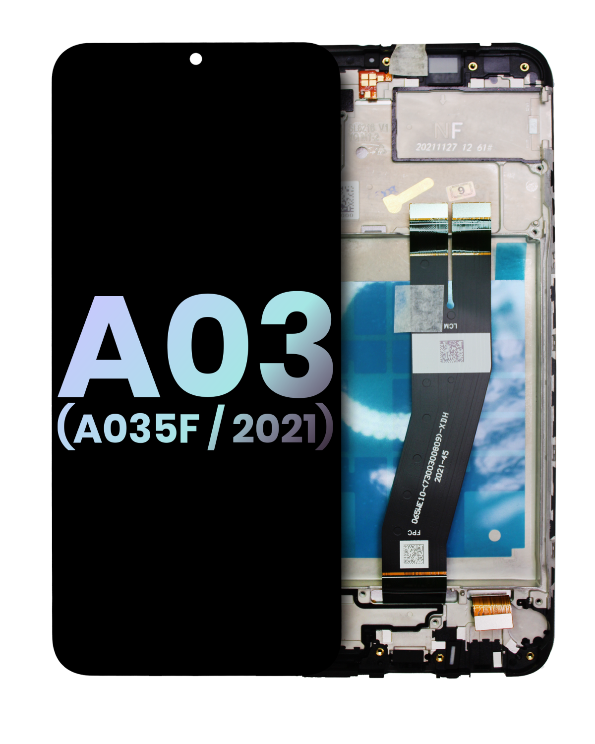 Samsung Galaxy A03 İle Uyumlu İçin Çerçeveli ekran (A035F 2021) (Servis Paketi) (Tüm Renkler)  LCD Ekranı Uyumlu