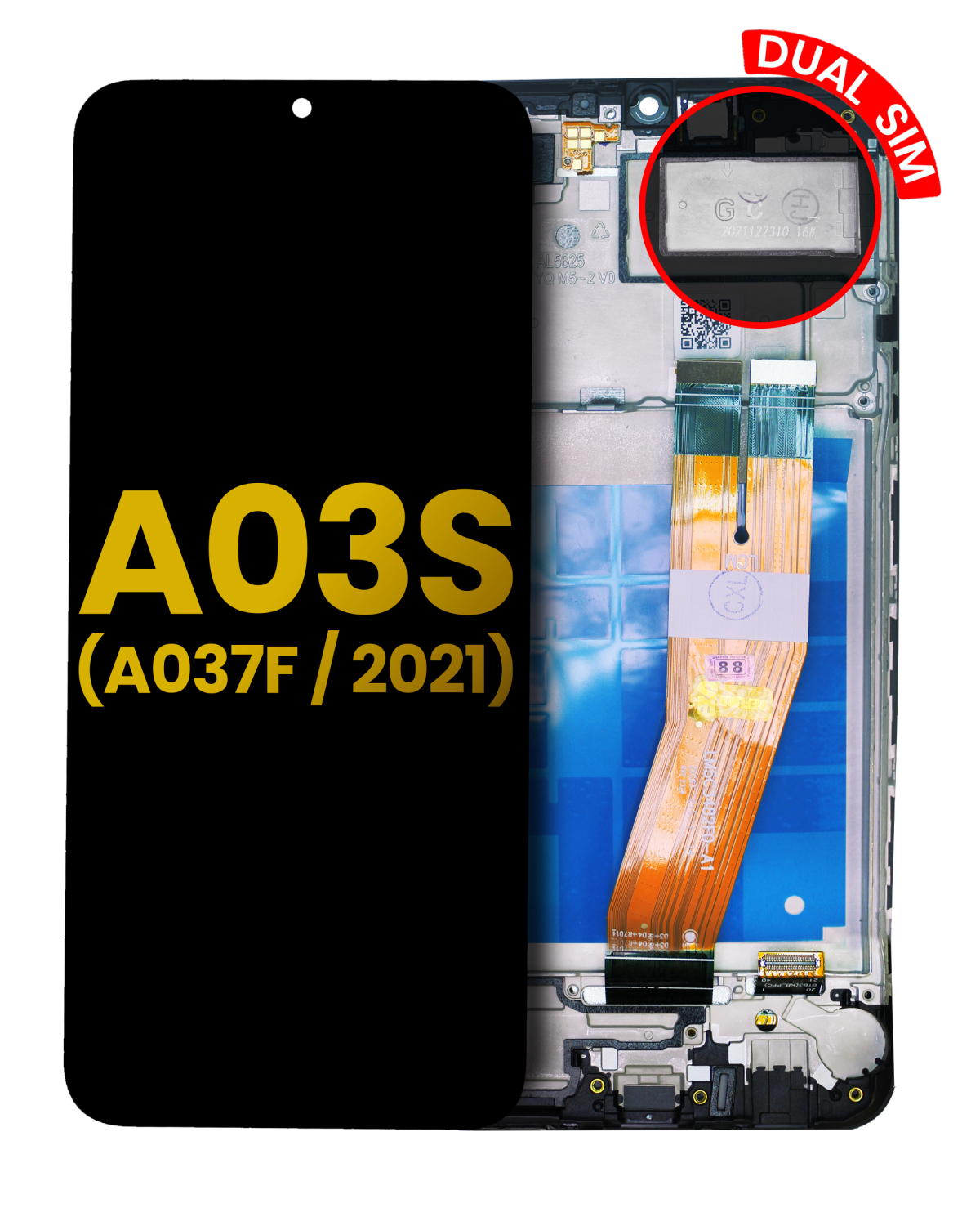 Samsung Galaxy A03 s İle Uyumlu İçin Çerçeveli ekran (A037F 2021) (Çift Sim) (Mikro USB Çerçeve) Orijinal (Tüm Renkler)  LCD Ekranı