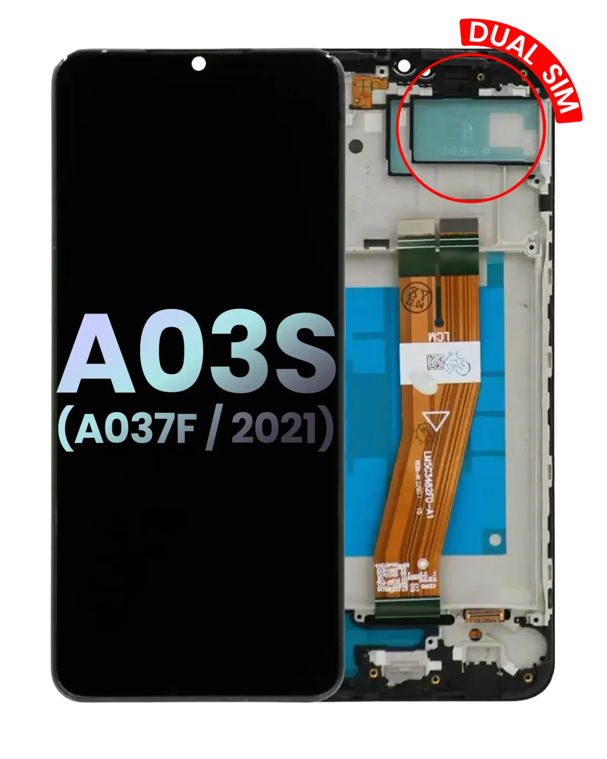 Samsung Galaxy A03 s İle Uyumlu İçin Çerçeveli ekran (A037F 2021) (Çift Sim) (Tip C Çerçeve) (Servis Paketi) (Tüm Renkler)  LCD Ekranı Uyumlu